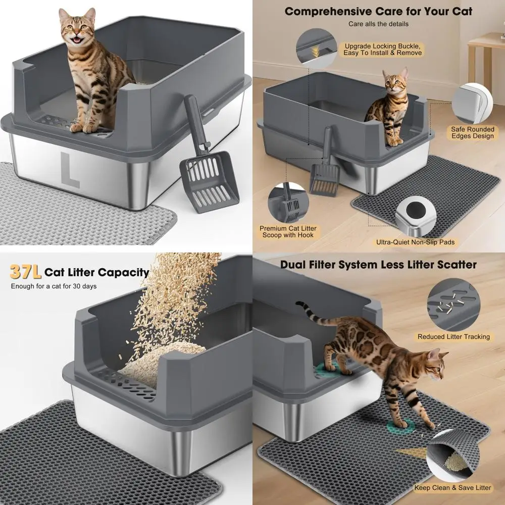 Большой высокосторонний металлический ящик для кошачьего туалета с крышкой для больших кошек, антипригарный и устойчивый к запаху, идеально подходит для больших кошачьих туалетов
Большой высокосторонний металлический ящик для кошачьего туалета с крышкой для больших кошек, антипригарный и устойчивый к запаху, идеально подходит для больших кошачьих туалетов
