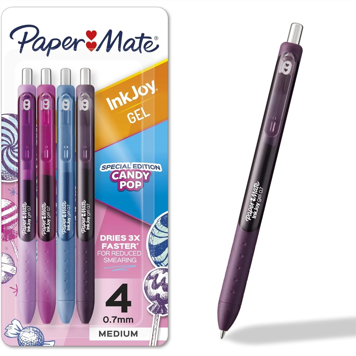 Paper Mate InkJoy Gel Pens Medium Point 0.7mm Retractable Assorted Colors 4 Count for Writing Journaling Office
Paper Mate InkJoy Gel Pens Medium Point 0.7mm Retractable Assorted Colors 4 Count for Writing Journaling Office