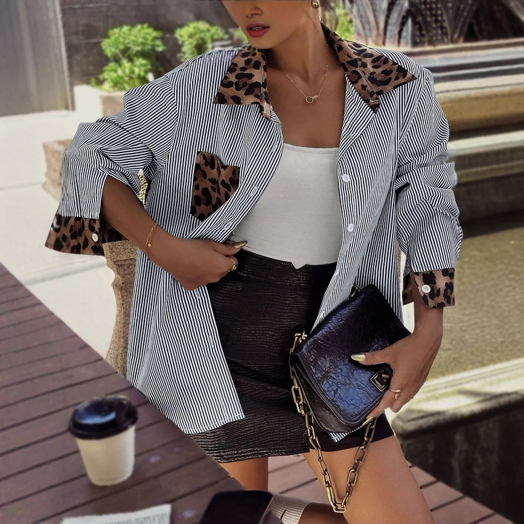 Leopard Print Patchwork Shirt Women Fashion Streetwear Pocket Lapel Long Sleeve Single Breasted Loose Shirts Tops Streetwear
Leopard Print Patchwork Shirt Women Fashion Streetwear Pocket Lapel Long Sleeve Single Breasted Loose Shirts Tops Streetwear