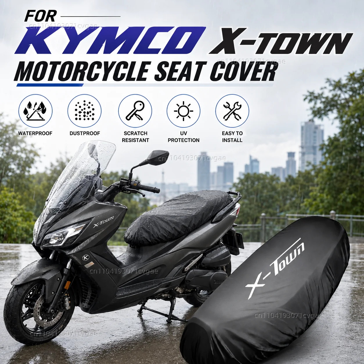 For KYMCO X-TOWN125i X-TOWN300i Motorcycle Rain Seat Cover Waterproof Saddle Cover Black 210D UV Protection
For KYMCO X-TOWN125i X-TOWN300i Motorcycle Rain Seat Cover Waterproof Saddle Cover Black 210D UV Protection