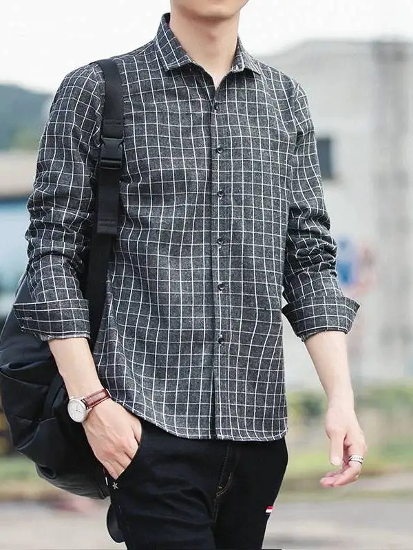 Spring Men's Longsved Shirt Cotton Plaid Thickened Long Sleeve Cleanfit Style PU Leather Three-acetate Fiber Unisex Inner Wear
Spring Men's Longsved Shirt Cotton Plaid Thickened Long Sleeve Cleanfit Style PU Leather Three-acetate Fiber Unisex Inner Wear