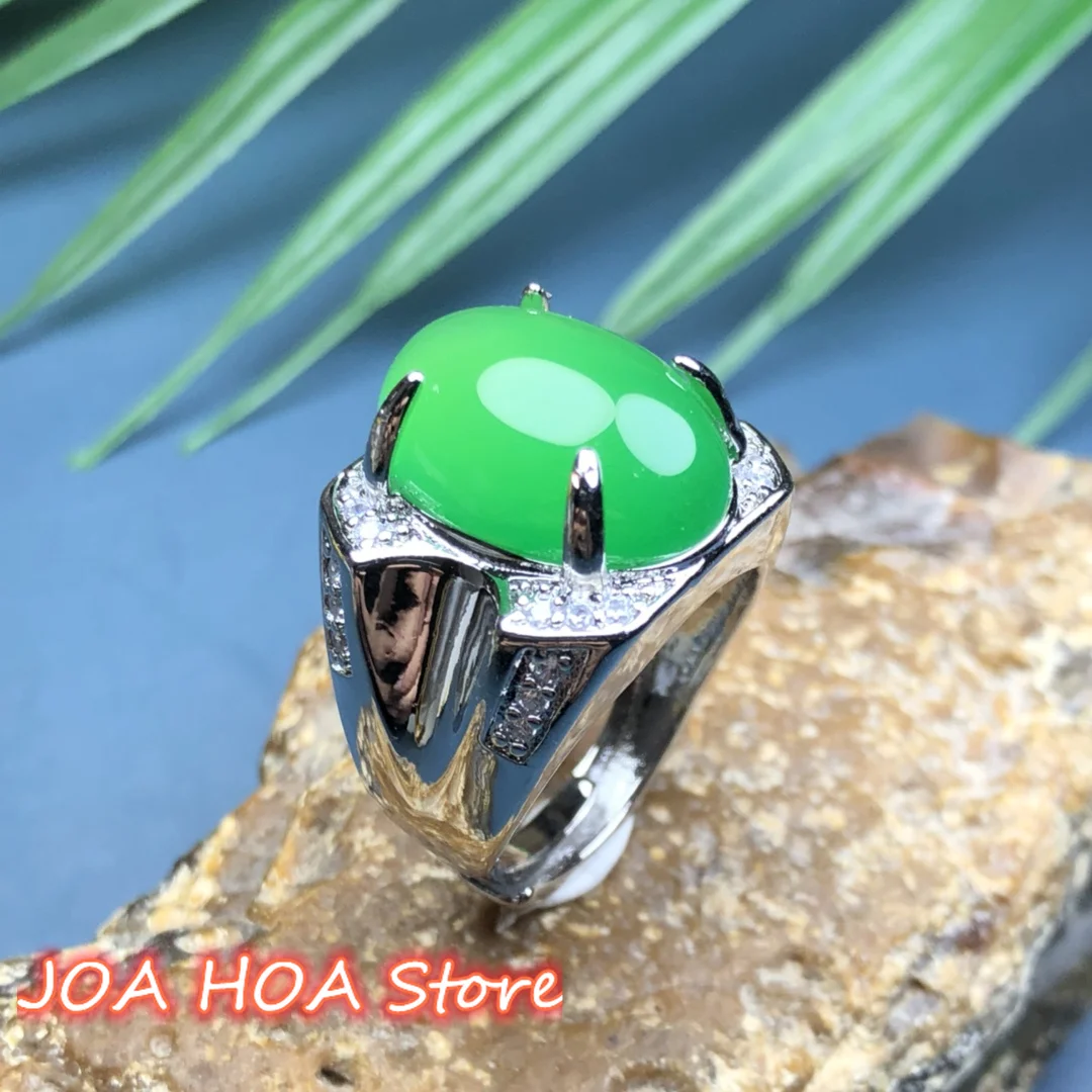 S 925 Sterling Silver Inlaid Natural Chalcedony Agate Ring Exquisite Green Jade Handring Fine Jewelry Accessories
S 925 Sterling Silver Inlaid Natural Chalcedony Agate Ring Exquisite Green Jade Handring Fine Jewelry Accessories