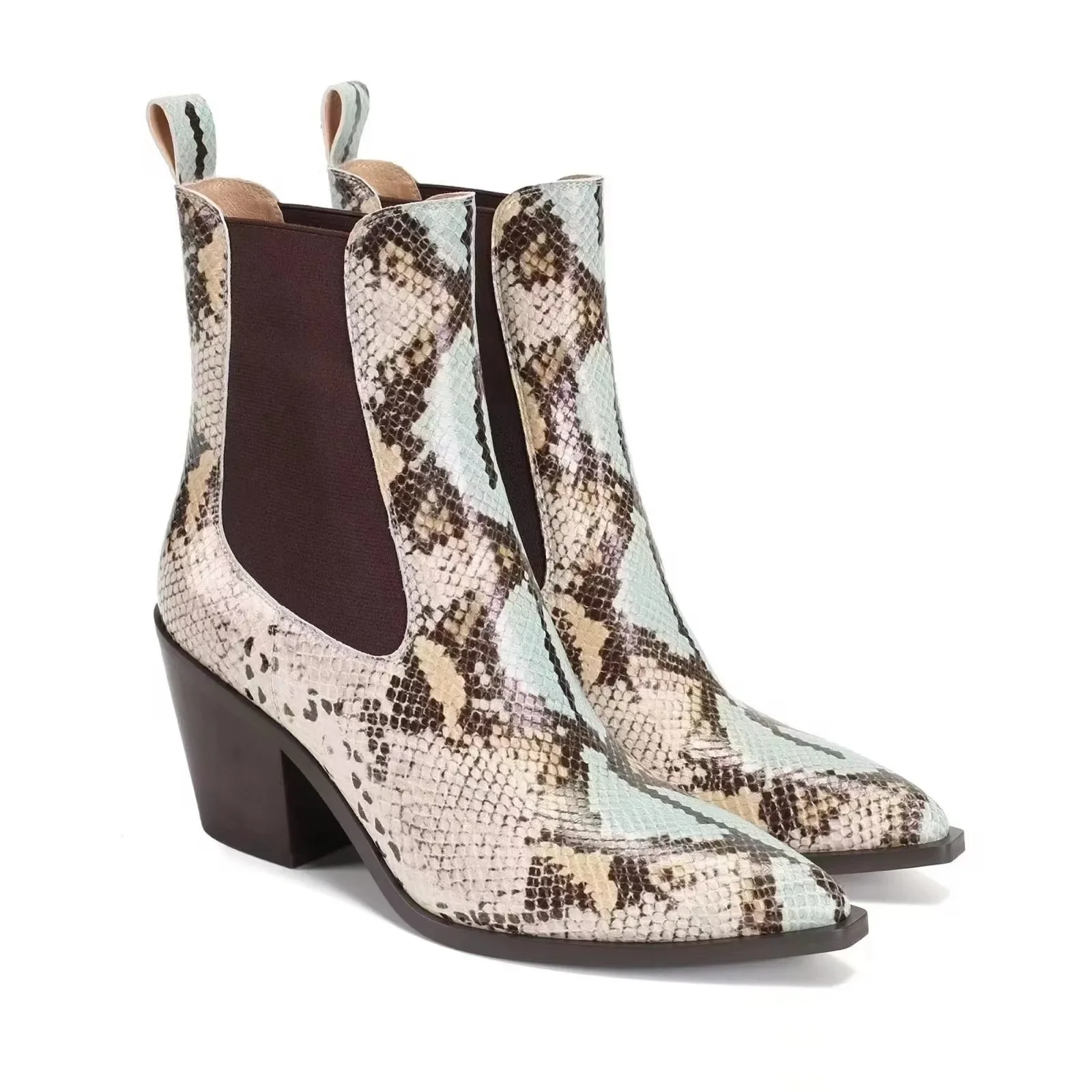 New Pointed Thick Heel Shaped Heel High Heel Snake Pattern Fashion Show European And American Large Short Boots Women's Boots
New Pointed Thick Heel Shaped Heel High Heel Snake Pattern Fashion Show European And American Large Short Boots Women's Boots