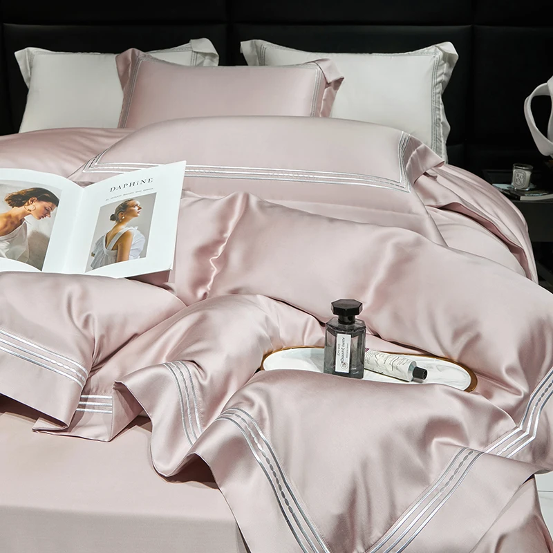 80S Lyocell Bamboo Fiber Soft Silky Solid Color Hotel Style Embroidery Bedding Set Duvet Cover Flat/Fitted Bed Sheet Pillowcases
80S Lyocell Bamboo Fiber Soft Silky Solid Color Hotel Style Embroidery Bedding Set Duvet Cover Flat/Fitted Bed Sheet Pillowcases