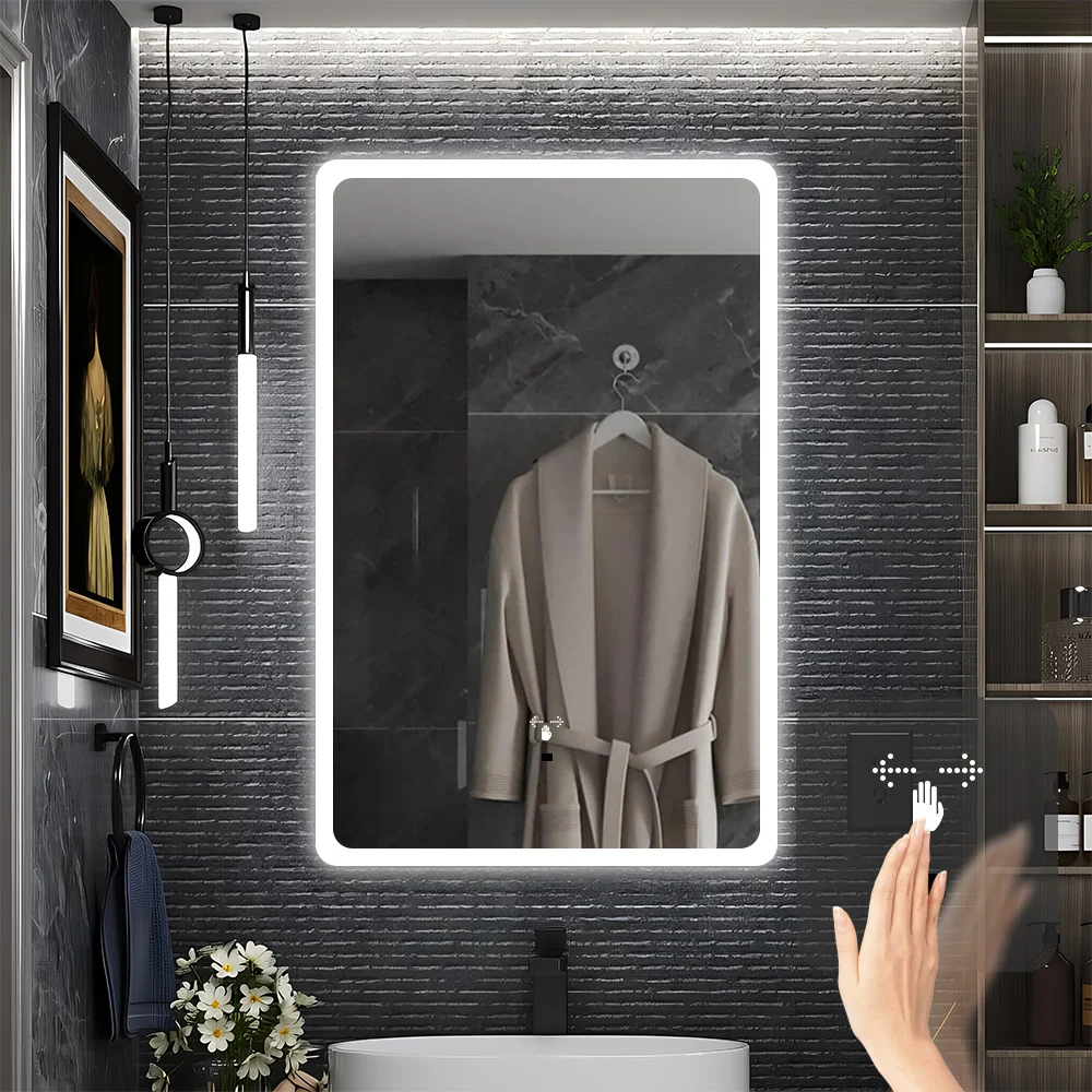 40 x 60 cm LED Bathroom Mirror Hand Scan Sensor Anti-Fog with Lights Stepless Dimming for Wall 3 Color Lighting Makeup Mirror
40 x 60 cm LED Bathroom Mirror Hand Scan Sensor Anti-Fog with Lights Stepless Dimming for Wall 3 Color Lighting Makeup Mirror