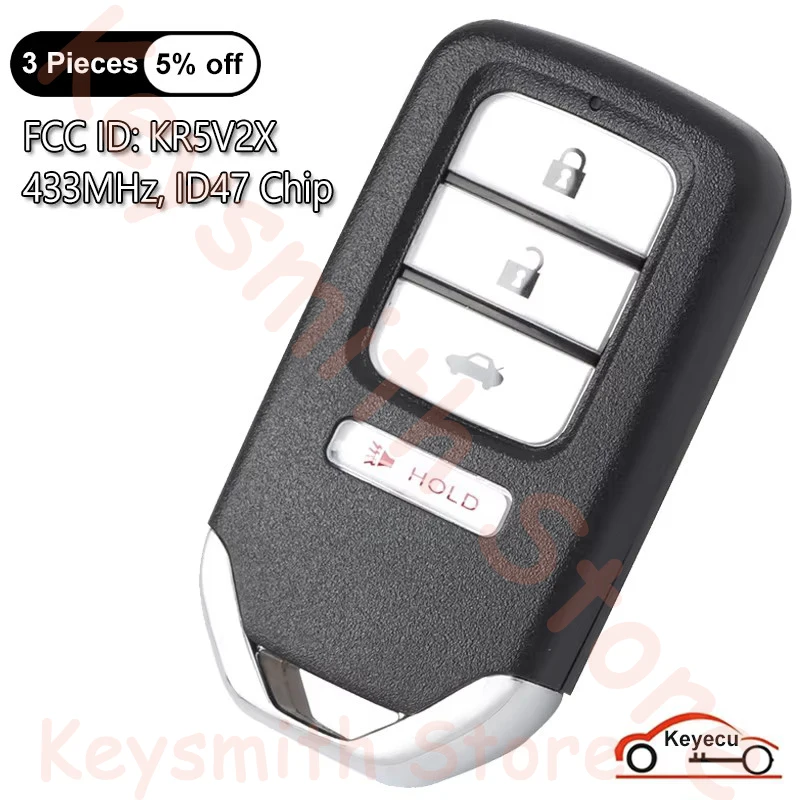 KEYECU 4 Buttons 433MHz ID47 Chip for Honda Civic 2016 2017 2018 2019 2020 Auto Smart Remote Control Key Fob FCC ID: KR5V2X
KEYECU 4 Buttons 433MHz ID47 Chip for Honda Civic 2016 2017 2018 2019 2020 Auto Smart Remote Control Key Fob FCC ID: KR5V2X