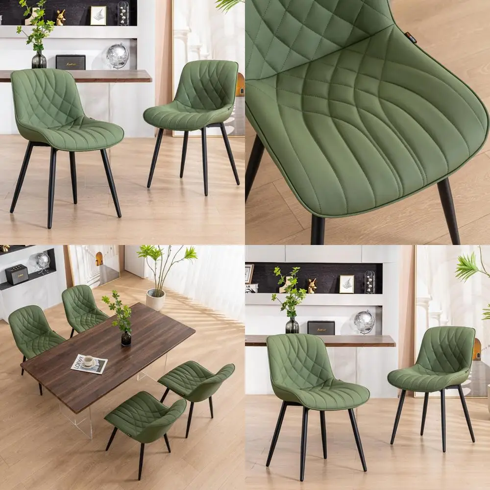 Mid Century Modern Upholstered Faux Leather Dining Chairs Set of 2 for Comfortable Kitchen Seating 
Mid Century Modern Upholstered Faux Leather Dining Chairs Set of 2 for Comfortable Kitchen Seating