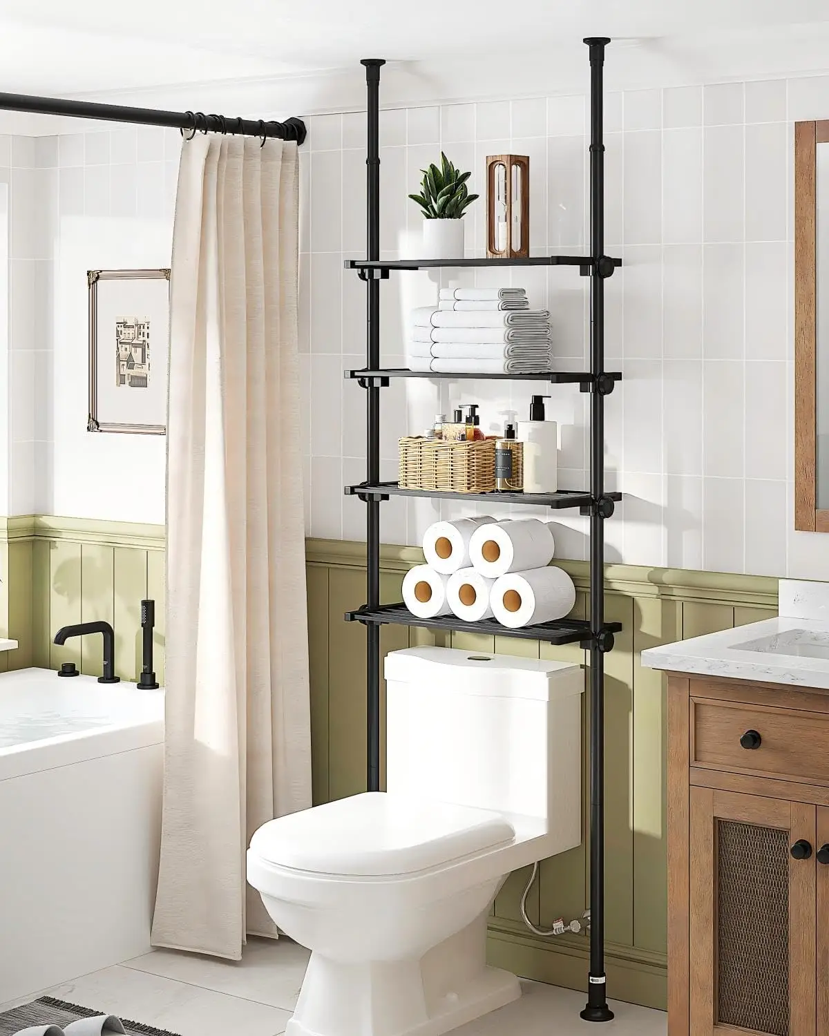 Over The Toilet Storage Shelf, 4-Tier Ample Over Toilet Bathroom Organizer and Storage,Tension Mounted Above Toilet, 64-113 Inch
Over The Toilet Storage Shelf, 4-Tier Ample Over Toilet Bathroom Organizer and Storage,Tension Mounted Above Toilet, 64-113 Inch