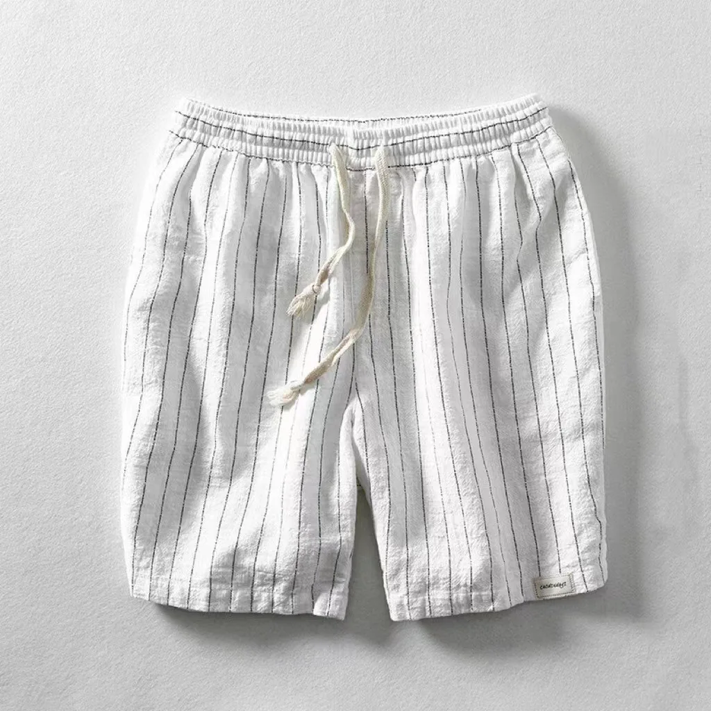 Men's Summer Striped Sports Cotton Linen Shorts Casual Loose Fit Drawstring Elastic Waist Five-point Beach Shorts
Men's Summer Striped Sports Cotton Linen Shorts Casual Loose Fit Drawstring Elastic Waist Five-point Beach Shorts