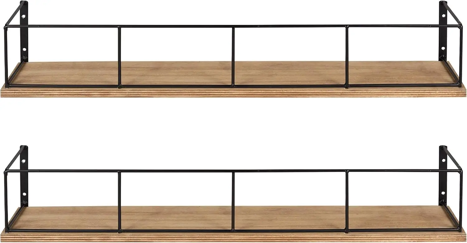 Benbrook 24 inch 2-Pack Wood and Metal Floating Wall Shelves, Rustic Brown and Black
Benbrook 24 inch 2-Pack Wood and Metal Floating Wall Shelves, Rustic Brown and Black