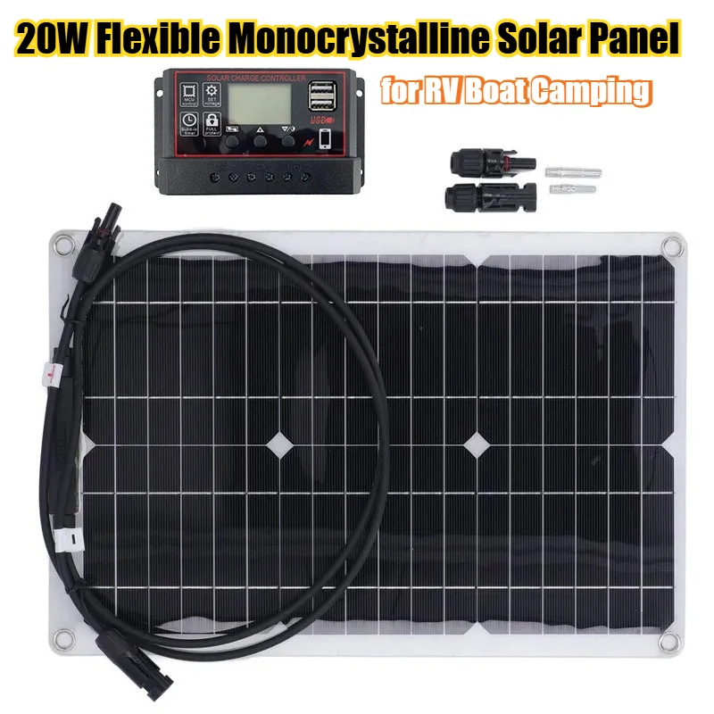 Гибкая монокристаллическая солнечная панель 20 Вт, 12 В/18 В, водонепроницаемая, изгибаемая, для автодомов, лодок, кемпинга - ультратонкая, легкая
Гибкая монокристаллическая солнечная панель 20 Вт, 12 В/18 В, водонепроницаемая, изгибаемая, для автодомов, лодок, кемпинга - ультратонкая, легкая