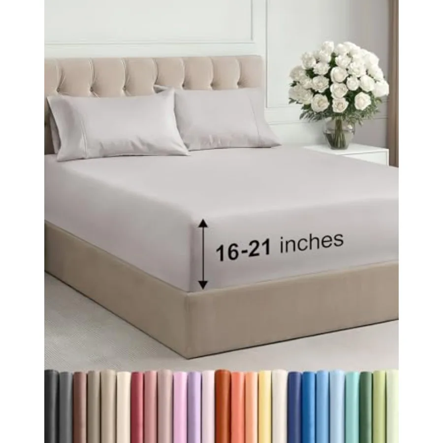 Extra Deep Pocket Cal Size Sheet Set - 4 Pcs Breathable and Cooling Bed Sheets - Hotel Luxury Bedding w/ 16 to 21 inch Extra De
Extra Deep Pocket Cal Size Sheet Set - 4 Pcs Breathable and Cooling Bed Sheets - Hotel Luxury Bedding w/ 16 to 21 inch Extra De