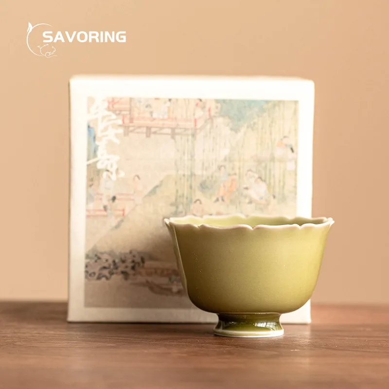 Yaozhou Kiln Celadon Чайная чашка Керамическая чашка Чайная чашка с лепестками Китайские уникальные фарфоровые чашки Подарок Инструмент Цзиндэчжэнь Чайная посуда Чаша для заваровок 
Yaozhou Kiln Celadon Чайная чашка Керамическая чашка Чайная чашка с лепестками Китайские уникальные фарфоровые чашки Подарок Инструмент Цзиндэчжэнь Чайная посуда Чаша для заваровок