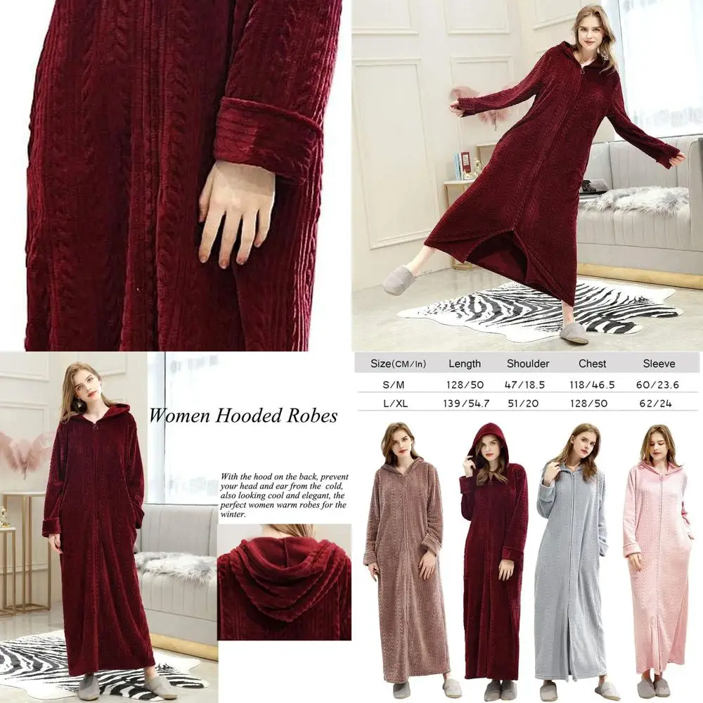 Women's Long Hooded Flannel Fleece Robe, Winter Warm Bathrobe, Sleepwear Nightgown Pajama
Women's Long Hooded Flannel Fleece Robe, Winter Warm Bathrobe, Sleepwear Nightgown Pajama