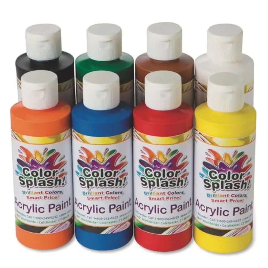 Color Splash! Acrylic Paint, 8 Bright Colors, 8-oz Flip-Top Squeeze Bottles, Great for Arts and Crafts, Wood, Paper Mache, Bisq
Color Splash! Acrylic Paint, 8 Bright Colors, 8-oz Flip-Top Squeeze Bottles, Great for Arts and Crafts, Wood, Paper Mache, Bisq