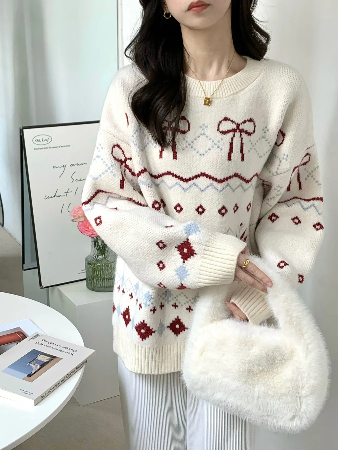 Pullover Knitted Sweater Women's Loose Fit round Neck Christmas New Year's Thickened Comfortable Warm Fashionable Knitwear
Pullover Knitted Sweater Women's Loose Fit round Neck Christmas New Year's Thickened Comfortable Warm Fashionable Knitwear