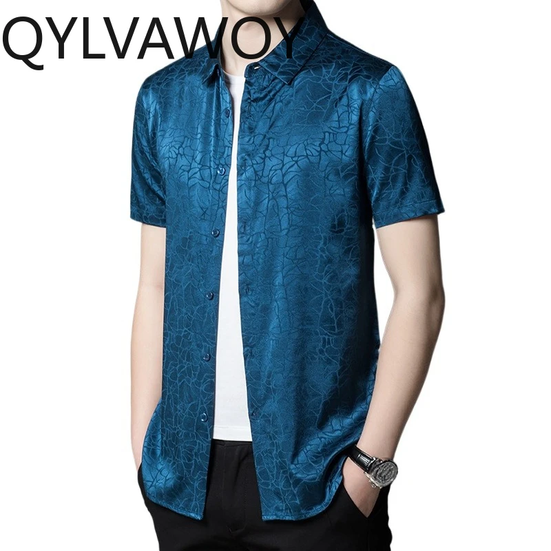 QYLVAWOY 92.4% Mulberry Silk Men's Shirts High Quality Shirts Jacquard Thin Shirts for Man Summer Camisas De Hombre Short Sleeve
QYLVAWOY 92.4% Mulberry Silk Men's Shirts High Quality Shirts Jacquard Thin Shirts for Man Summer Camisas De Hombre Short Sleeve