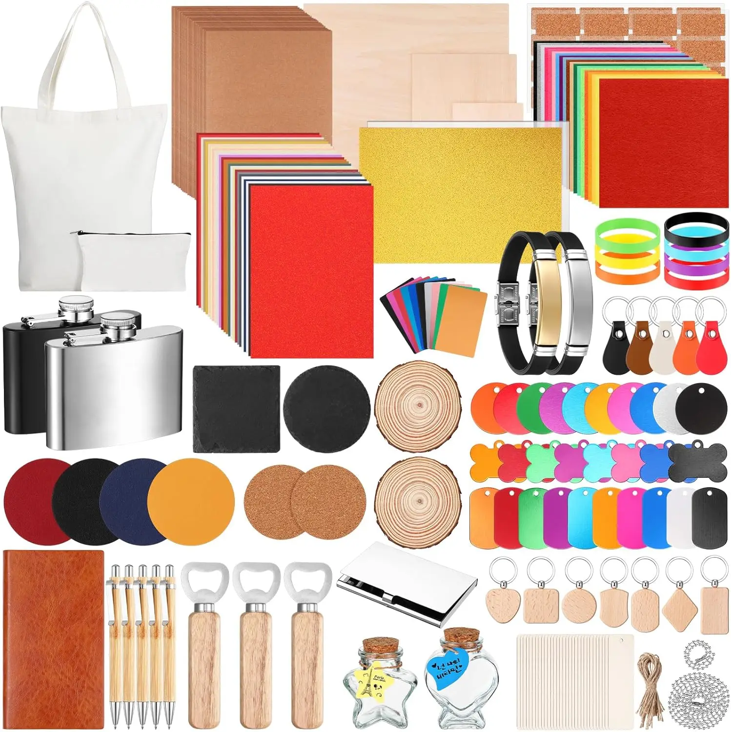 257 Pcs Laser Engraving Material Kit: Acrylic, Metal, Wood, Fabric for DIY Projects
257 Pcs Laser Engraving Material Kit: Acrylic, Metal, Wood, Fabric for DIY Projects