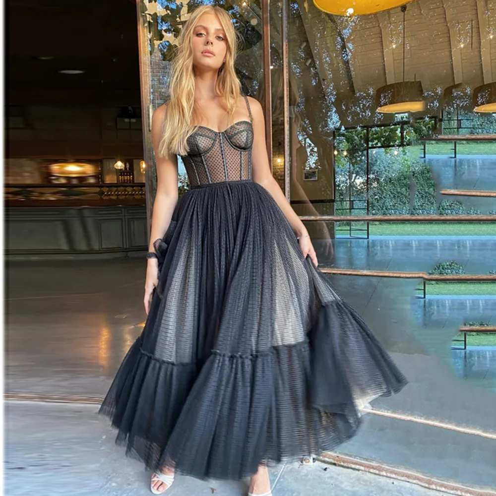 Charming Spaghetti Straps Tulle Spotted Prom Party Dress A-line Tea-Length Backless Puffy Prom Club Gown vestidos de festa
Charming Spaghetti Straps Tulle Spotted Prom Party Dress A-line Tea-Length Backless Puffy Prom Club Gown vestidos de festa