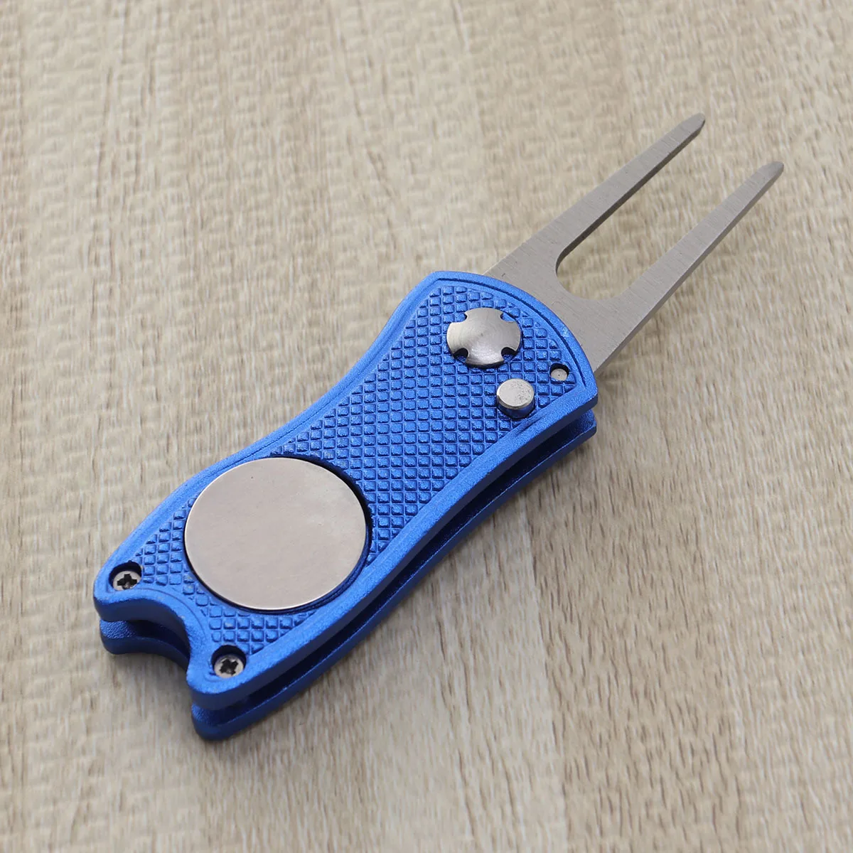 Foldable Golf Divot Repair Tool Stainless Steel Blue Ball Marker Pitch Fork Putting Green Accessory Ball Divot Tool and Marker
Foldable Golf Divot Repair Tool Stainless Steel Blue Ball Marker Pitch Fork Putting Green Accessory Ball Divot Tool and Marker