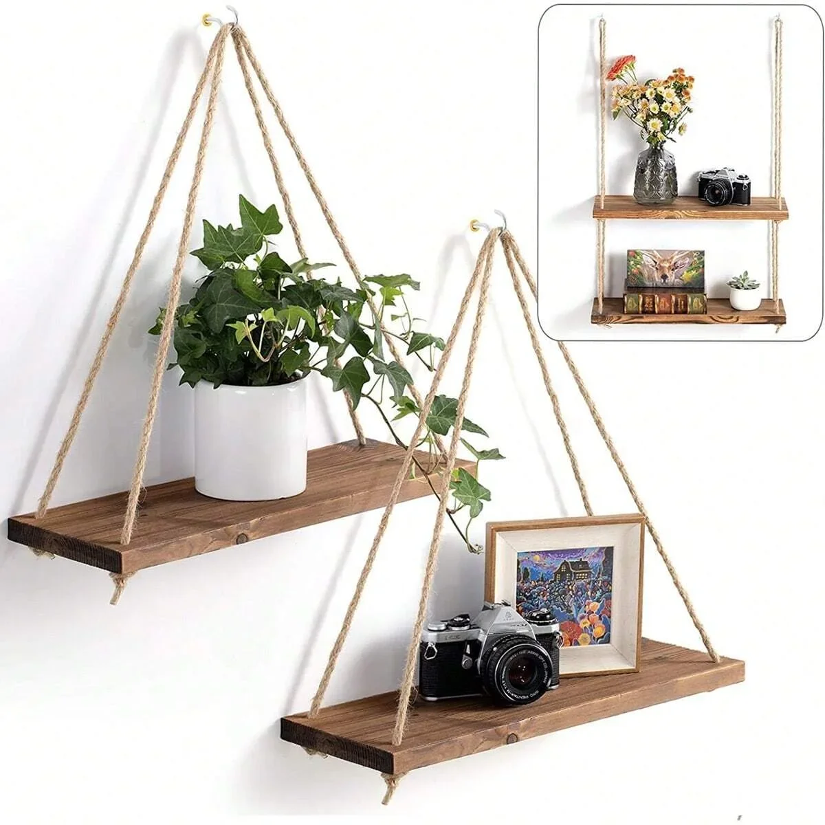 1PCS Wall decoration hanging rope flower pot storage rack wall hanging wooden storage rack, hanging decoration, home decoration
1PCS Wall decoration hanging rope flower pot storage rack wall hanging wooden storage rack, hanging decoration, home decoration