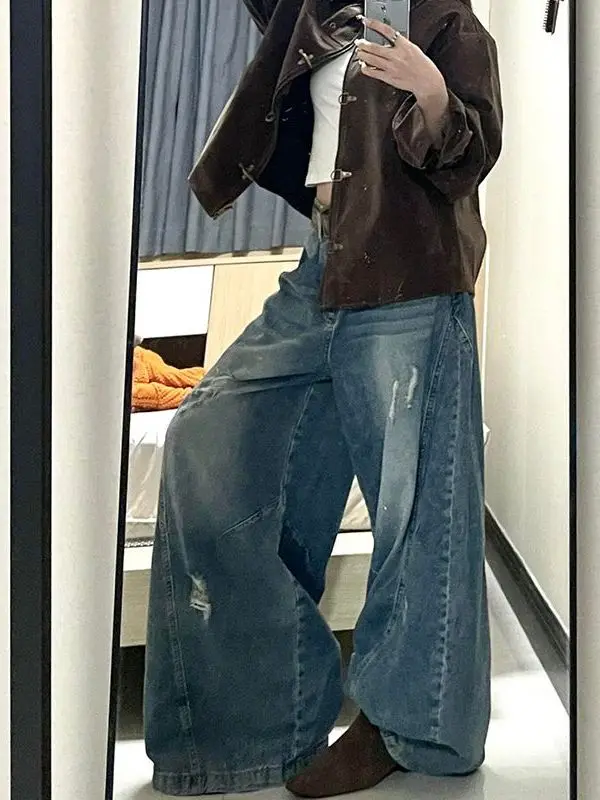 Spring New Casual High Waist Wide Leg Jeans Women Loose Slimming Longing Trendy Blue Denim Pants High Waist Loose Fit Jeans
Spring New Casual High Waist Wide Leg Jeans Women Loose Slimming Longing Trendy Blue Denim Pants High Waist Loose Fit Jeans