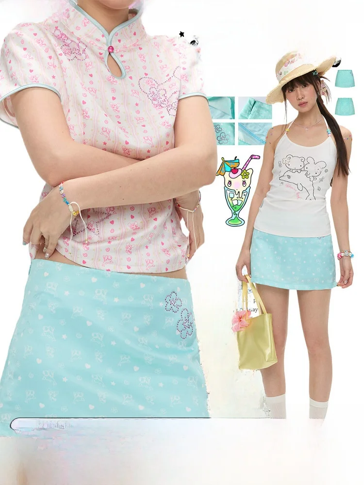BENAND Mint Green Slimming A-Line Skirt Women's New Chinese Style Half-Print Casual High Waist Polyester Fiber Skirt
BENAND Mint Green Slimming A-Line Skirt Women's New Chinese Style Half-Print Casual High Waist Polyester Fiber Skirt