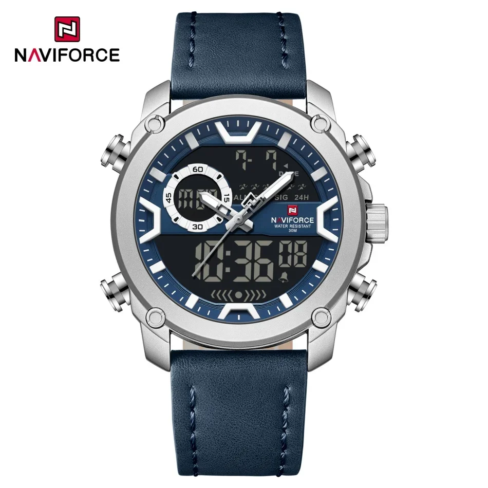 New NAVIFORCE Super Cool Style Men's Wristwatch Dual Display Time Genuine Leather 3ATM Waterproof Alarm Clock Mode Boys' Watch
New NAVIFORCE Super Cool Style Men's Wristwatch Dual Display Time Genuine Leather 3ATM Waterproof Alarm Clock Mode Boys' Watch
