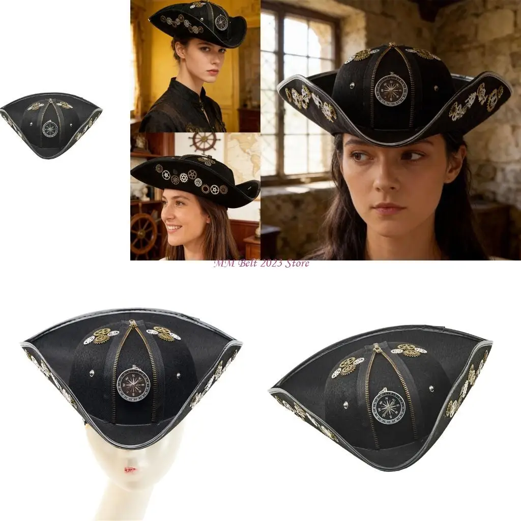 49ME Pirate Tricorn Hat With Gears And Zipper Design Perfect For Halloween Cosplay And Theme Parties Dressingup
49ME Pirate Tricorn Hat With Gears And Zipper Design Perfect For Halloween Cosplay And Theme Parties Dressingup