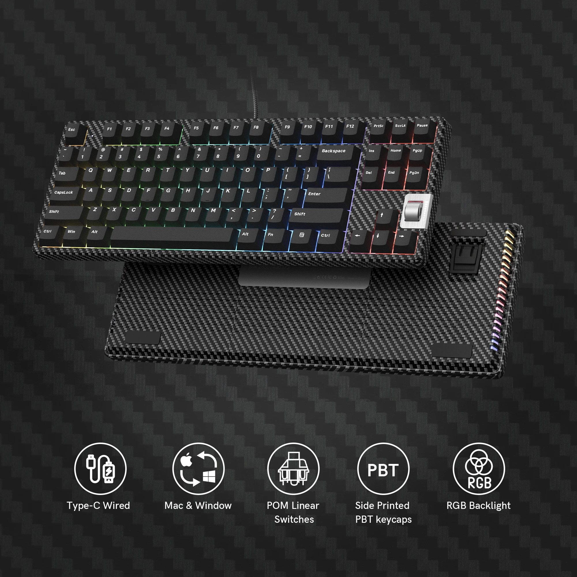 WOMIER F87 Черное углеродное волокно 75% Проводная игровая механическая клавиатура Программная клавиатура с подсветкой и предварительно смазанным черным переключателем для ПК
WOMIER F87 Черное углеродное волокно 75% Проводная игровая механическая клавиатура Программная клавиатура с подсветкой и предварительно смазанным черным переключателем для ПК