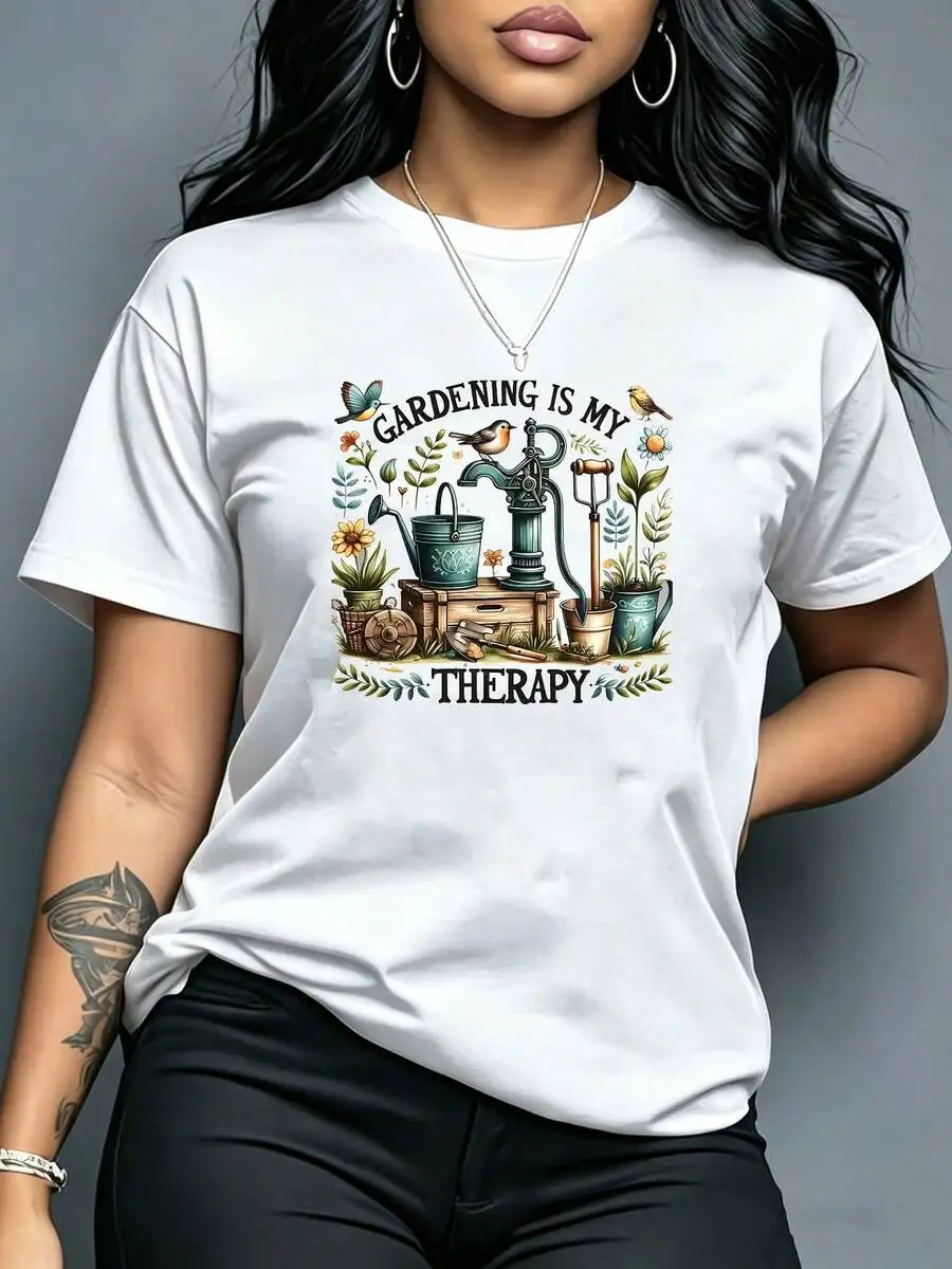 Gardening Therapy Vintage Watercolor Garden Tools Graphic Print T-Shirt Casual Summer Short Sleeve Tee
Gardening Therapy Vintage Watercolor Garden Tools Graphic Print T-Shirt Casual Summer Short Sleeve Tee