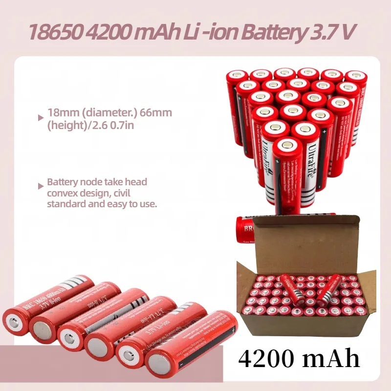3.7V 6800mAh Rechargeable 18650 Lithium Battery For Led Flashlight Strong Light Torch Litio Bateria Recargable Long Lasting Safe
3.7V 6800mAh Rechargeable 18650 Lithium Battery For Led Flashlight Strong Light Torch Litio Bateria Recargable Long Lasting Safe