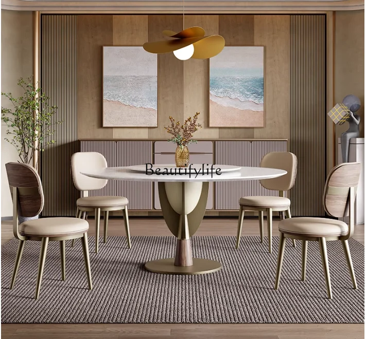 Natural marble dining table Italian modern simple light luxury stone round table turntable
Natural marble dining table Italian modern simple light luxury stone round table turntable