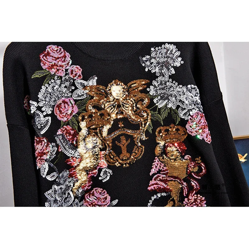 Тяжелые вязаные спортивные костюмы с вышивкой и блестками, женские комплекты из двух предметов, пуловер, свитер, брюки-карандаш, комплект, женский, черный, белый цвет
Тяжелые вязаные спортивные костюмы с вышивкой и блестками, женские комплекты из двух предметов, пуловер, свитер, брюки-карандаш, комплект, женский, черный, белый цвет