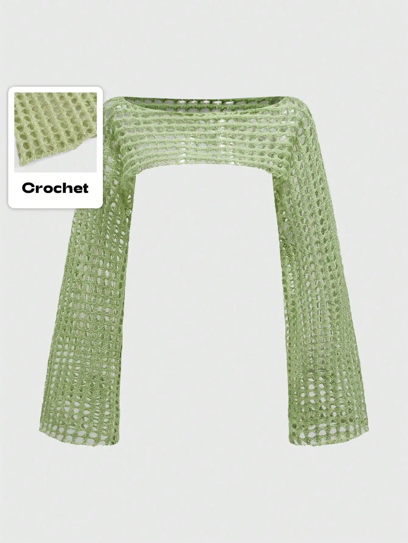 Light Green Hollow Out Super Cropped Off Shoulder Crochet Knit Sweater
Light Green Hollow Out Super Cropped Off Shoulder Crochet Knit Sweater