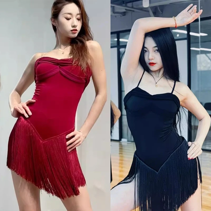 New Summer Latin Dance Fringe Dress Black Red Pink Club Cha Cha Rumba Samba Dance Practice Dress Adult Latin Dance Wear DNV22571
New Summer Latin Dance Fringe Dress Black Red Pink Club Cha Cha Rumba Samba Dance Practice Dress Adult Latin Dance Wear DNV22571
