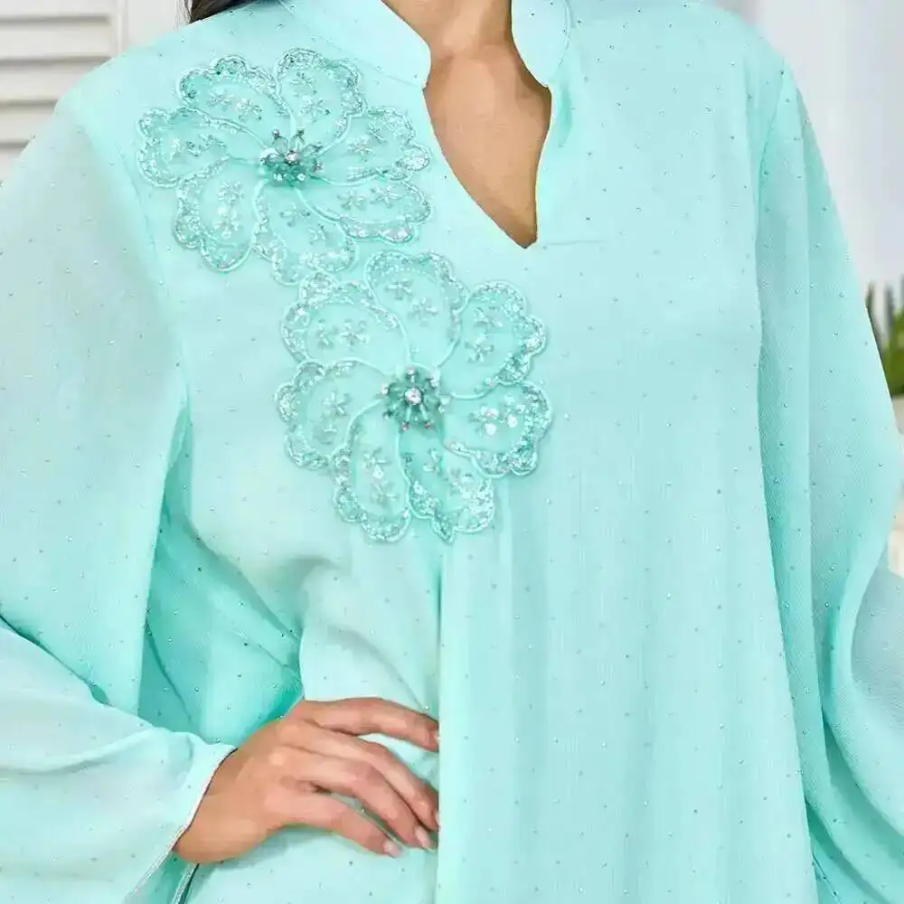 Dress Ethnic Long Style Sleeve Small V-neck Beaded Appliqué Loose Long Dresses Party Evening Gown Robe Islam Elegant
Dress Ethnic Long Style Sleeve Small V-neck Beaded Appliqué Loose Long Dresses Party Evening Gown Robe Islam Elegant