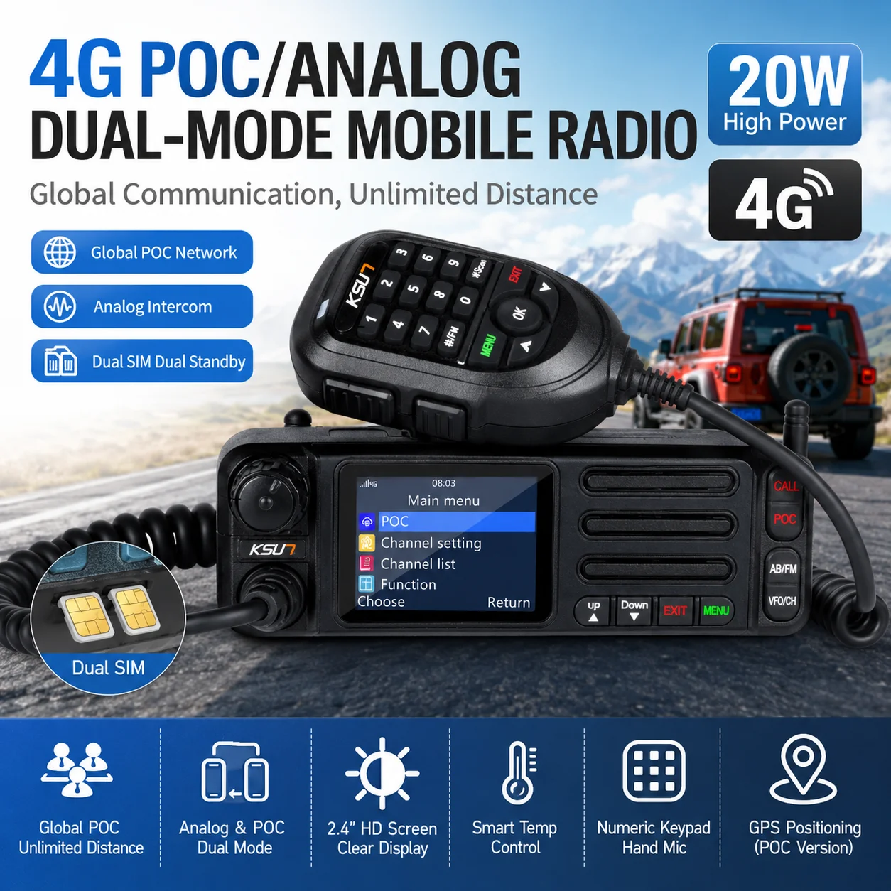 Long Range Car Radio with GPS & No GPS Option Dual Mode Mobile Radio Zello Public Network Analog UHF KSUN ZL1300
Long Range Car Radio with GPS & No GPS Option Dual Mode Mobile Radio Zello Public Network Analog UHF KSUN ZL1300