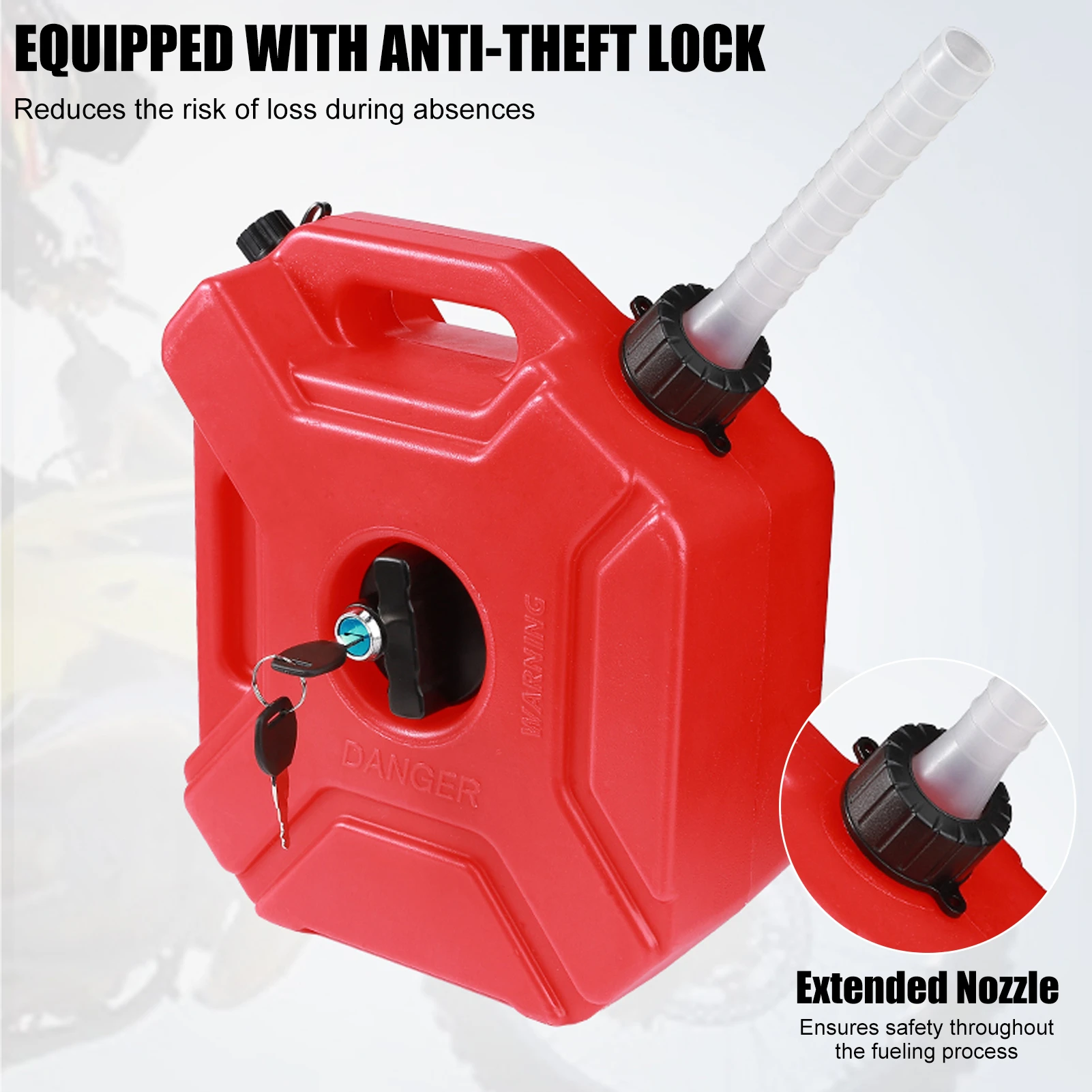 1.3 Gallon Gas 5L Portable Backup Oil Can with Lock and Keys Fits for Motorcycle SUV ATV Most Cars
1.3 Gallon Gas 5L Portable Backup Oil Can with Lock and Keys Fits for Motorcycle SUV ATV Most Cars