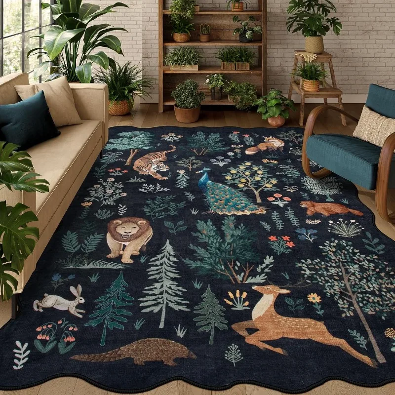 Vintage Living Room Carpet Animal Floral Print Bedroom Rug Machine Washable Folding Non-slip Coffee Table Floor Mats Alfombra 러그
Vintage Living Room Carpet Animal Floral Print Bedroom Rug Machine Washable Folding Non-slip Coffee Table Floor Mats Alfombra 러그