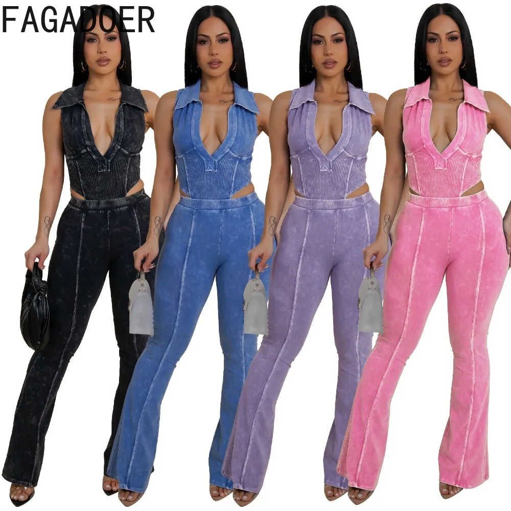 FAGADOER Spring New Sexy Knitting Two Piece Outfits Woman Solid Halter Sleeveless Backless Crop Top and Pants Female Streetwear
FAGADOER Spring New Sexy Knitting Two Piece Outfits Woman Solid Halter Sleeveless Backless Crop Top and Pants Female Streetwear