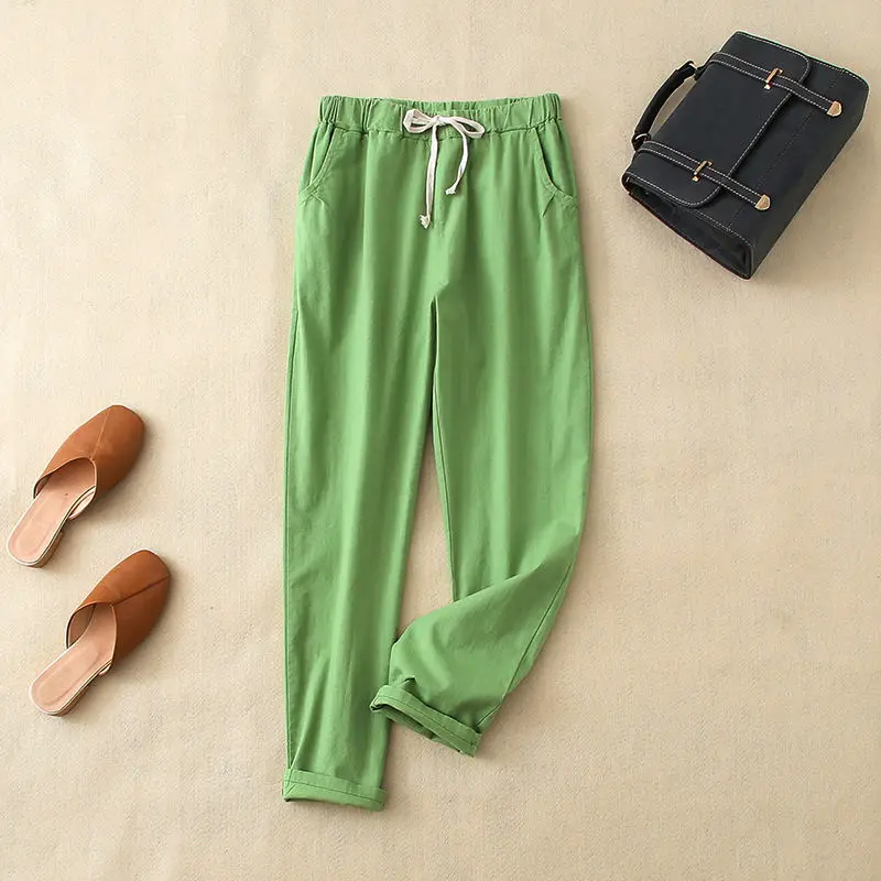 2023 New Women Chic Summer Fashion Office Wear Straight Linen Cotton Pants Vintage Elastic waist Female Trousers Mujer
2023 New Women Chic Summer Fashion Office Wear Straight Linen Cotton Pants Vintage Elastic waist Female Trousers Mujer