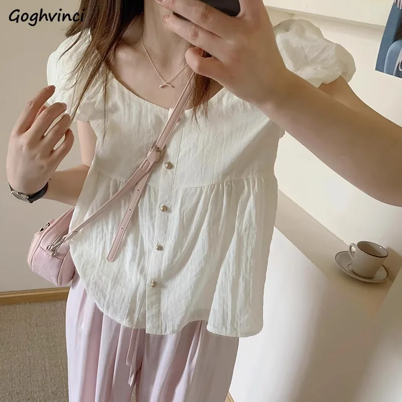 Short-sleeved Shirts Women Puff Sleeve Casual Sweet Temperament Ins Summer Solid College All-match Young Daily Loose Fit Tops
Short-sleeved Shirts Women Puff Sleeve Casual Sweet Temperament Ins Summer Solid College All-match Young Daily Loose Fit Tops