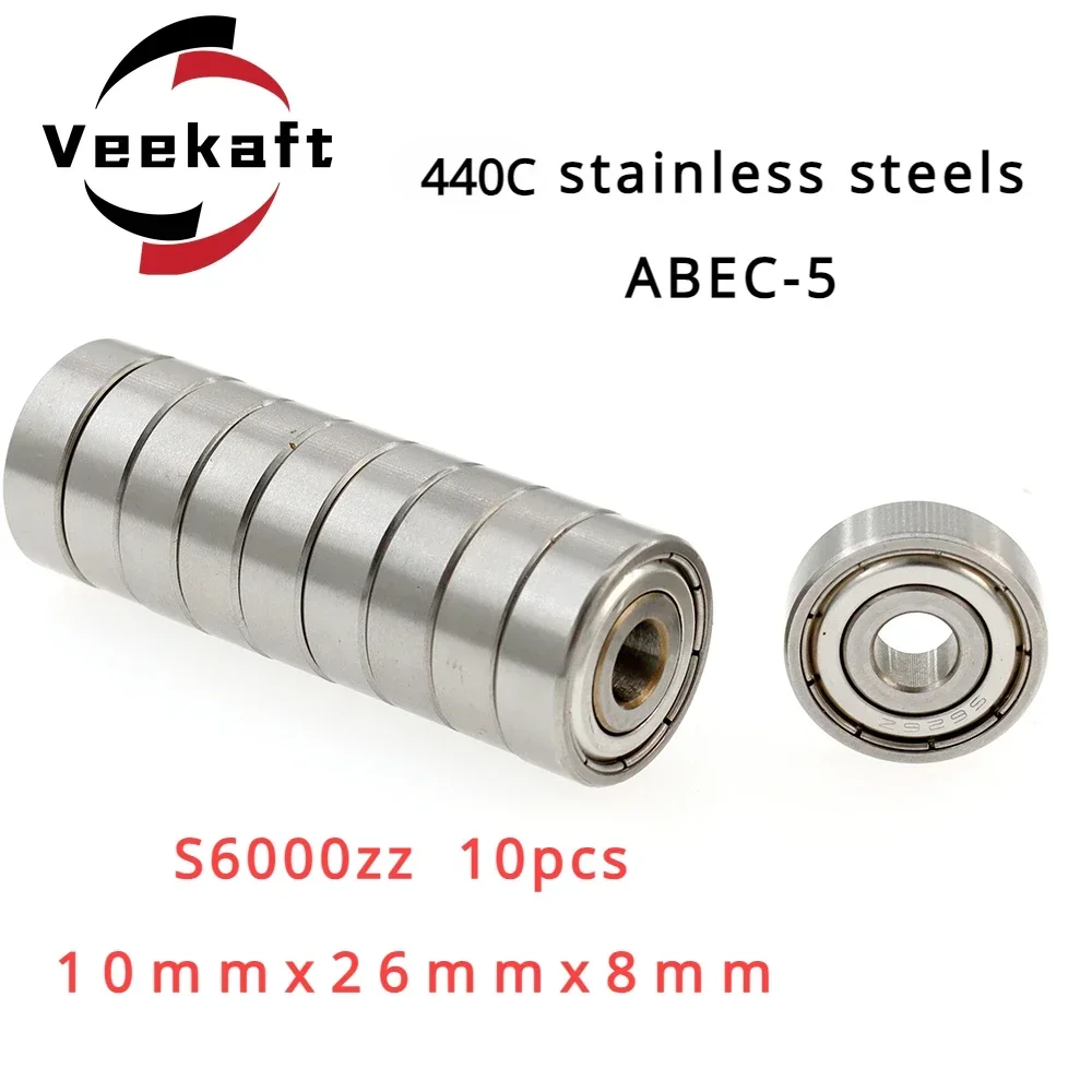 Veekaft 440C Stainless Steel Small Deep Groove Ball Bearings S6000zz 10mmx26mmx8mm 10pcs
Veekaft 440C Stainless Steel Small Deep Groove Ball Bearings S6000zz 10mmx26mmx8mm 10pcs