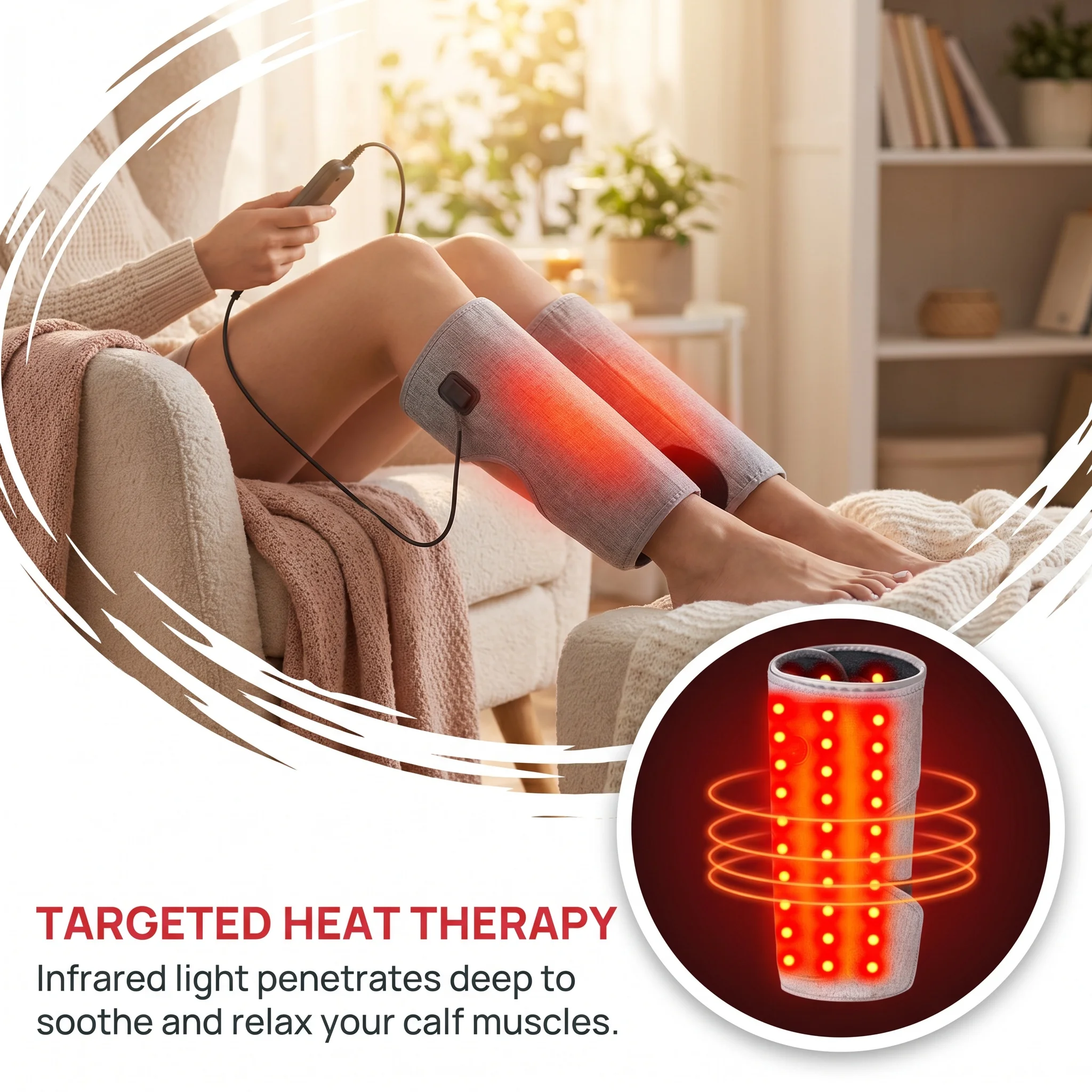 90 Red Light Beads, Calf Heating Pad, Calf Massager, Hot Compress Pad, 3-Gear Modes, Ideal for Calf Muscle Relax & Joint Comfort
90 Red Light Beads, Calf Heating Pad, Calf Massager, Hot Compress Pad, 3-Gear Modes, Ideal for Calf Muscle Relax & Joint Comfort