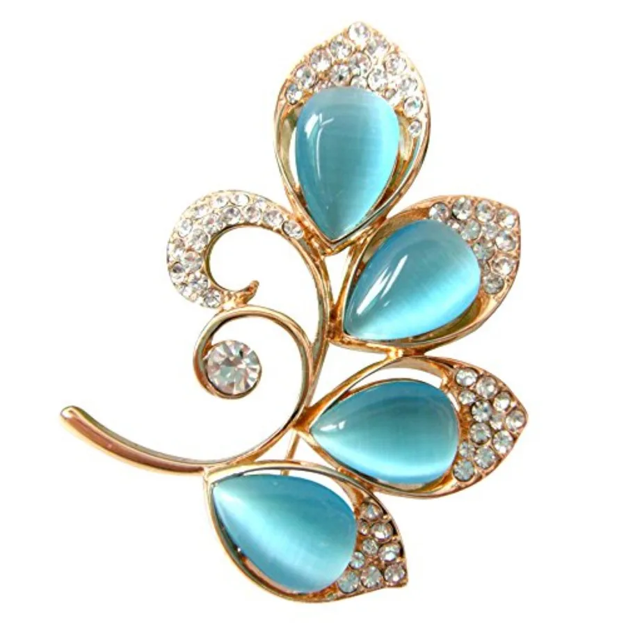 Navachi 18k Gold Plated Opal Leaves Crystal Branches Brooch Pins
Navachi 18k Gold Plated Opal Leaves Crystal Branches Brooch Pins