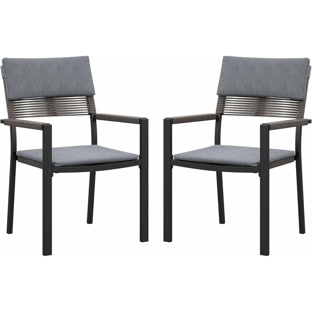 2-Piece Outdoor Wicker Dining Chair Set with Metal Frame and Cushions, Weather-Resistant Stackable Chairs for Patio, Deck, Porch
2-Piece Outdoor Wicker Dining Chair Set with Metal Frame and Cushions, Weather-Resistant Stackable Chairs for Patio, Deck, Porch