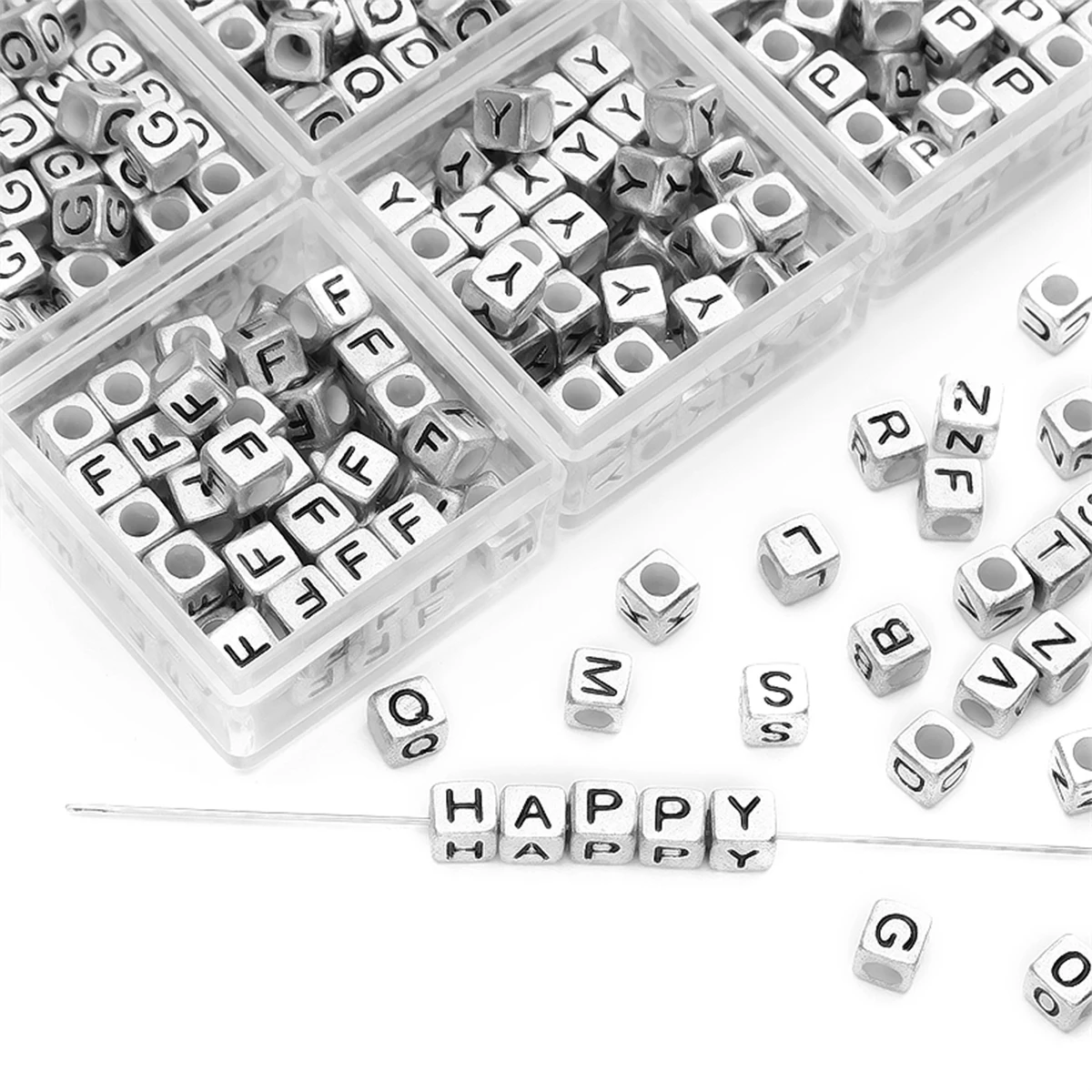 6x6mm Antique Silver Square Acrylic Alphabet Letters with 3mm Hole for DIY Jewelry Necklace Bracelet 50pcs/Pack 
6x6mm Antique Silver Square Acrylic Alphabet Letters with 3mm Hole for DIY Jewelry Necklace Bracelet 50pcs/Pack