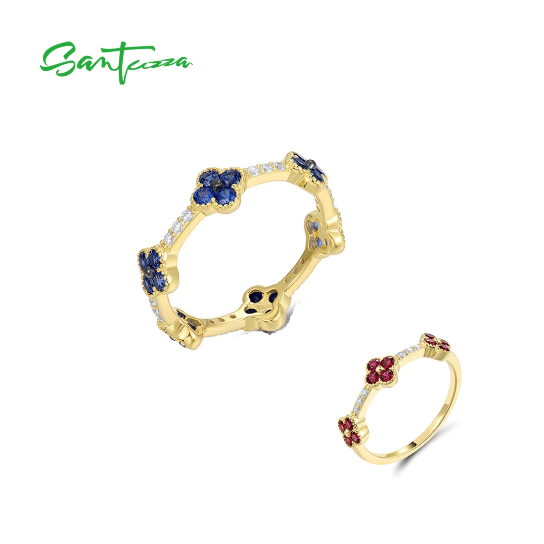 SANTUZZA 925 Sterling Silver Stackable Ring For Women Created Ruby Sapphire White CZ Delicate Flowers Wedding Gifts Fine Jewelry
SANTUZZA 925 Sterling Silver Stackable Ring For Women Created Ruby Sapphire White CZ Delicate Flowers Wedding Gifts Fine Jewelry