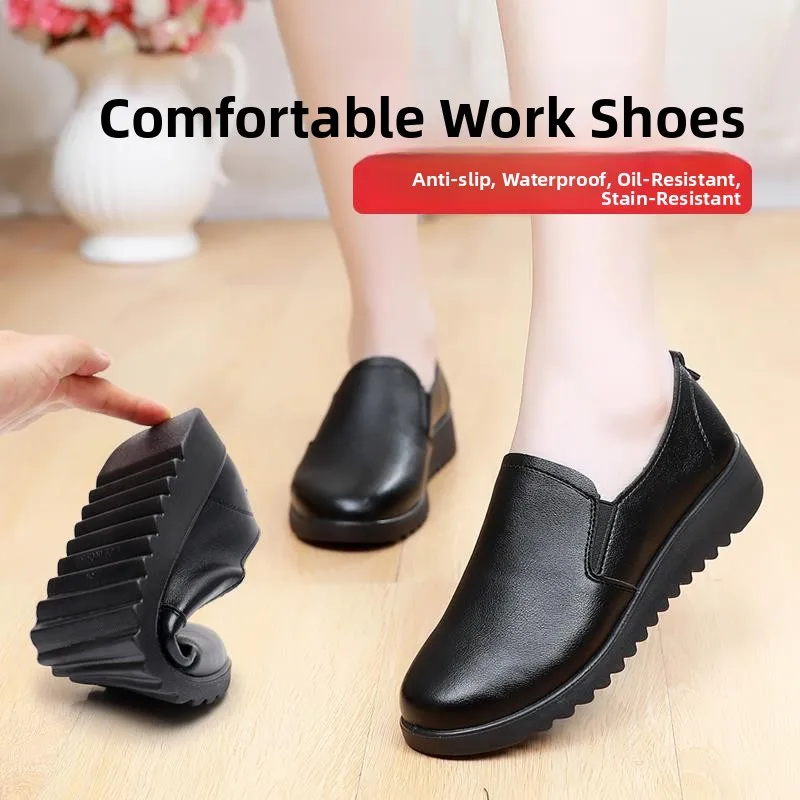 Women's Soft Bottom Comfortable Work Shoes Waterproof Non-Slip Kitchen Shoes Black Flat Bottom Shoes Restaurant Mom Leather S...
Women's Soft Bottom Comfortable Work Shoes Waterproof Non-Slip Kitchen Shoes Black Flat Bottom Shoes Restaurant Mom Leather S...